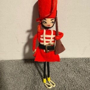 Vtg 1950’s Retro British Royal Guard Red Christmas Tree Ornament Retro MCM Decor